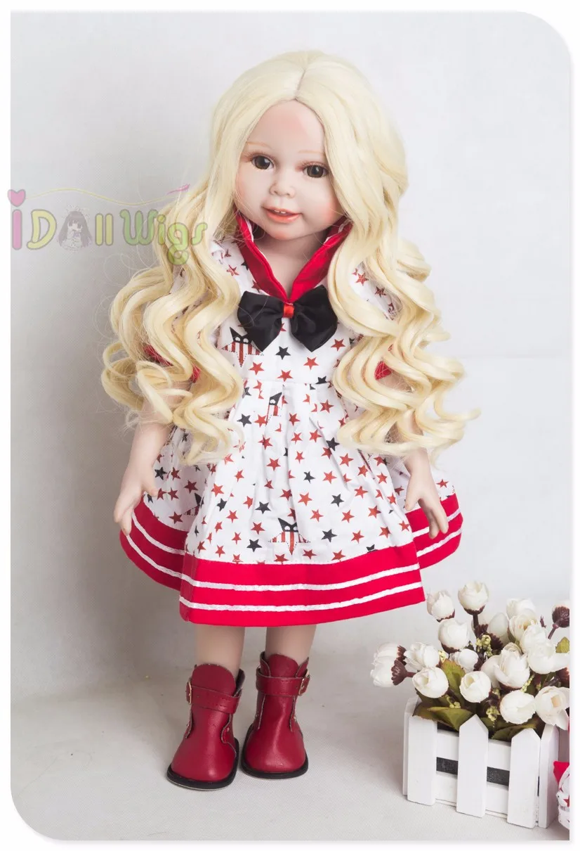 Натуральный свет кукла блондинка парики моделирование кожи головы термостойкий кукольный парик для 18 ''высота американские куклы