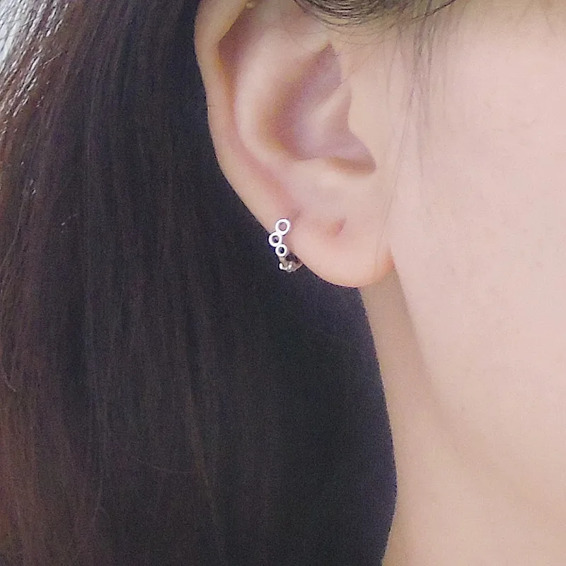 

New earrings 925 silver circle triangle square ear bone ring diameter 8mm