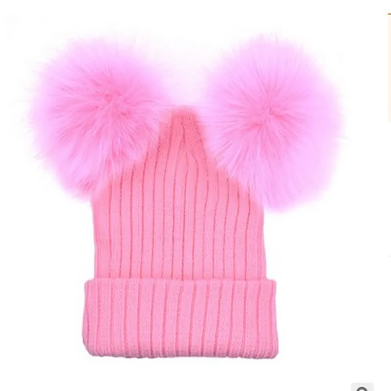 Зимние шапки для женщин, новая брендовая вязаная однотонная Милая шапка для девочек, осенняя Женская Шапка-бини с помпонами, Женская Повседневная шапка - Цвет: As Photo Show