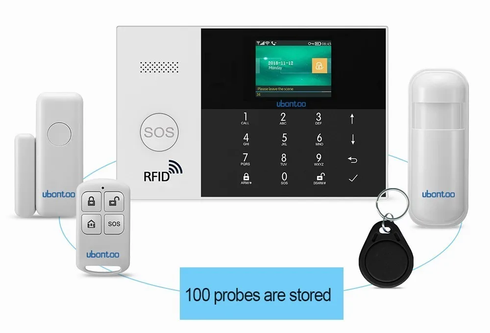 Ubontoo беспроводной охранный датчик домашней безопасности wifi RFID SIM GSM сигнализация Система IOS Android приложение управление ЖК Сенсорная клавиатура