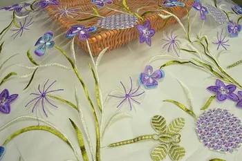 

1Y/lot White 3D flower embroidery mesh fabric wide 150 soft and transparent for wedding dress DIY handmade cloth Window curtains