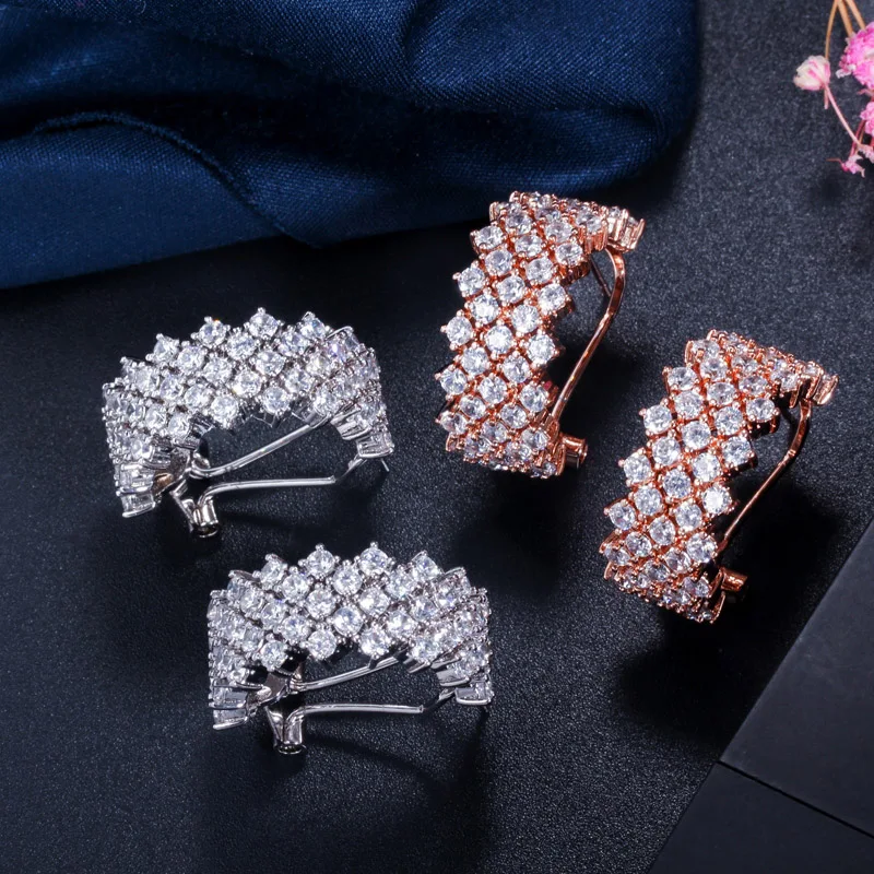 Женские круглые серьги кольца с фианитом высокого качества|hoop earrings for women|hoop