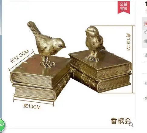 الفن النمط الأوروبي خزانة الدراسة الحلي الرجعية الطيور الدفتين رف الكتب الإبداعي ديكور كتاب تأثيث المنزل bookend الأمريكية