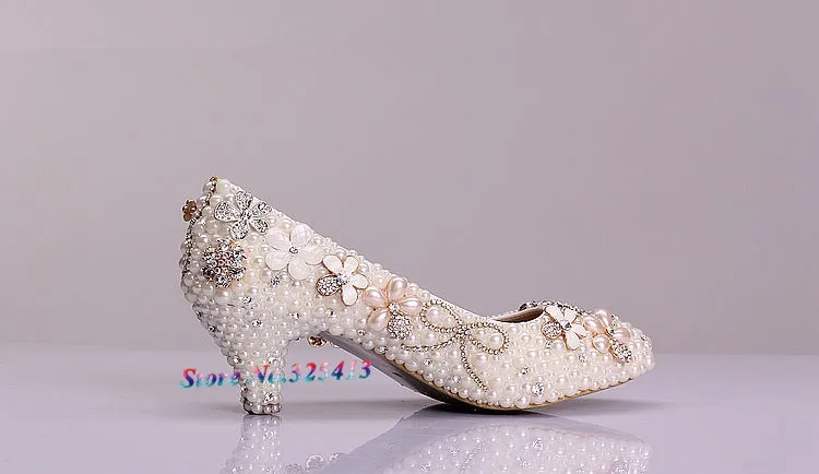 Модные жемчужные свадебные туфли с павлиньим узором эстетические роскошные туфли для выступлений низкий каблук кристаллы свадебные туфли для женщин нарядные туфли для официальных мероприятий