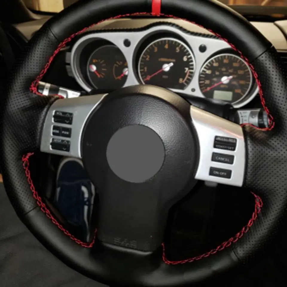 Черный искусственный кожаный сшитый вручную чехол рулевого колеса автомобиля для Infiniti FX FX35 FX45 2003-2008 Nissan 350Z 2003-2009