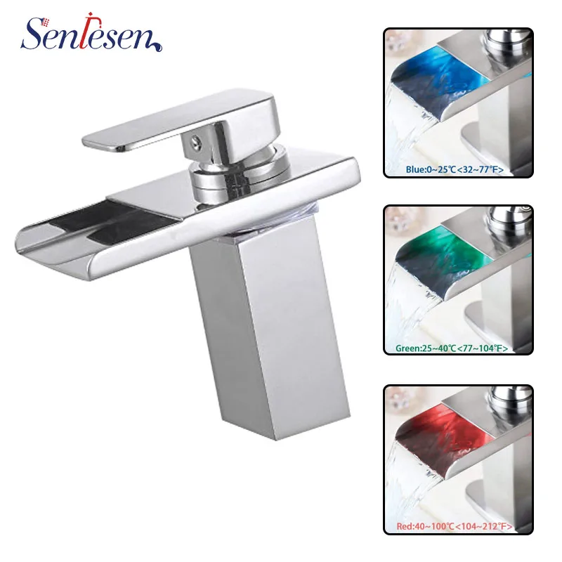 

Senlesen LED Basin Faucet Single Handle Deck Mount Mixer Tap Cold and Hot Water Para Bathroom Sink Faucets