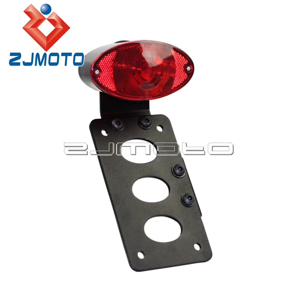 

ZJMOTO Red License Plate Tail Light Aluminum Bracket Brake Lamp Taillight Custom Tail Light For Softail Bobber Sportster Chopper