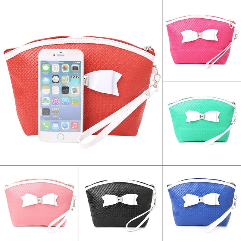 

THINKTHENDO 6 Color Fashion Design Pillow Cosmetic Handbag Women Makeup Storage Cases Butterfly Knot Toiletry With Handle