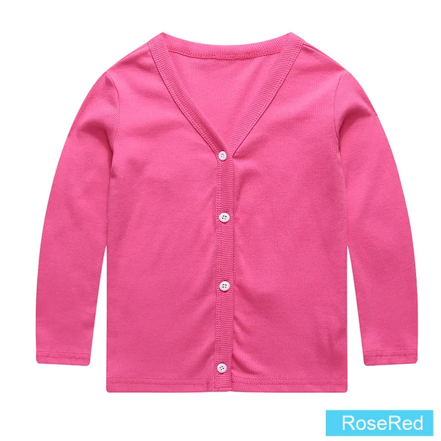 SheeCute Spring Autumn Baby Children Clothing Boys Girls Candy Color Knitted Cardigan Sweater SCH0286 RoseRed