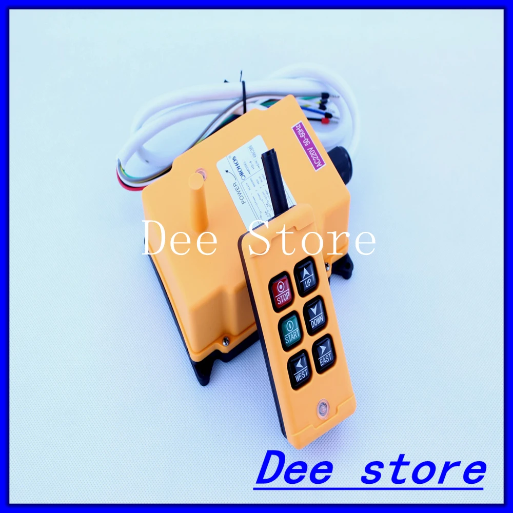

Free Shipping 6 Channels 1 Transmitter 1 Speed Control Hoist Crane Radio Remote Control Push Button Switch System
