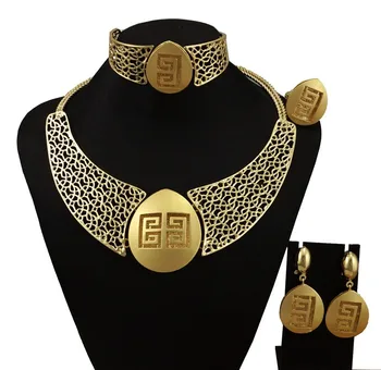 

new design jewelry sets for african women necklace gold wedding bride accessory sets necklace women jewelry earring