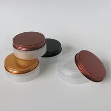 30pcs/lot 80ml Refillable Empty Frost Pet Jar with Gold Metal Cap 80cc Plastic Cosmetic Container