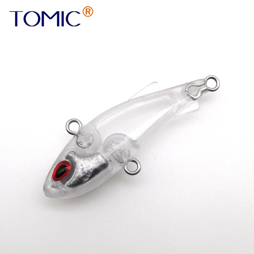 

Tomic 10pcs 40mm DIY unpainted plastic Fishing lure mini Sinking vibration Blank body hard baits wobbler lipless crankbait VIB