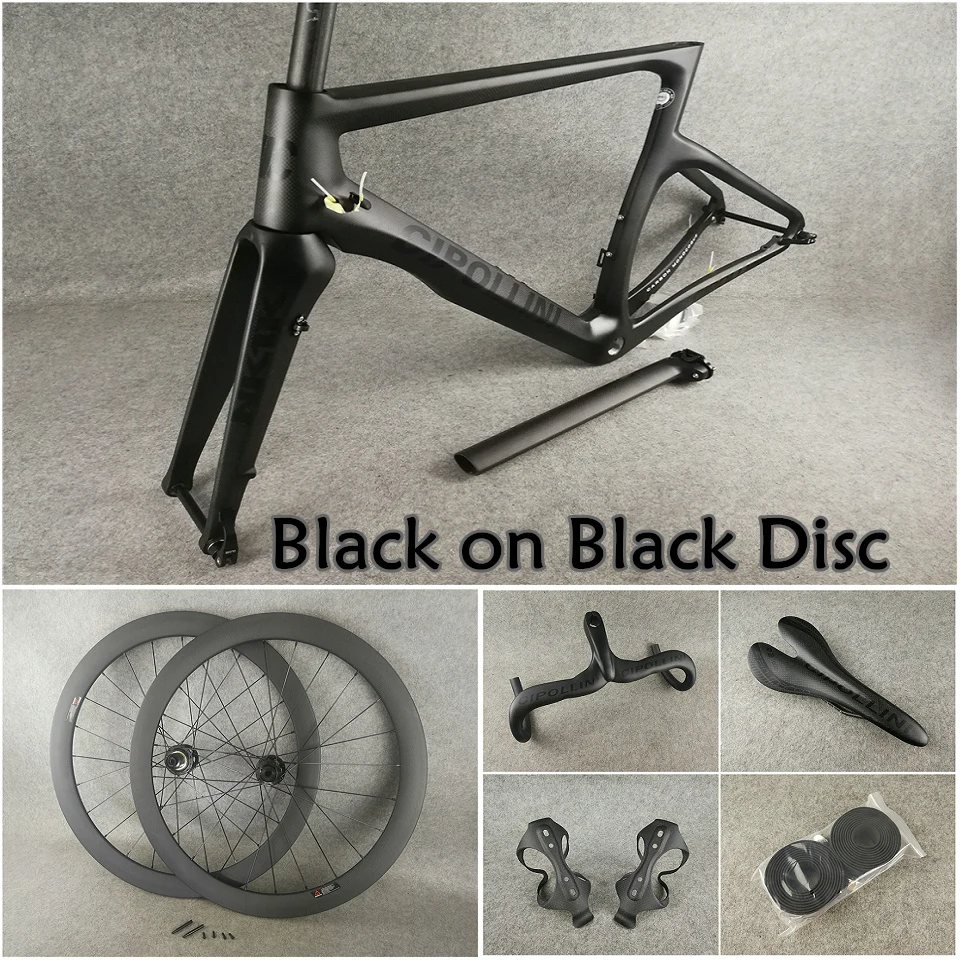 

T1100 3K Matte Black on Black NK1K Disc carbon frames Cipollini carbon Handlebar Saddle Water bottle cages 50mm disc wheelset