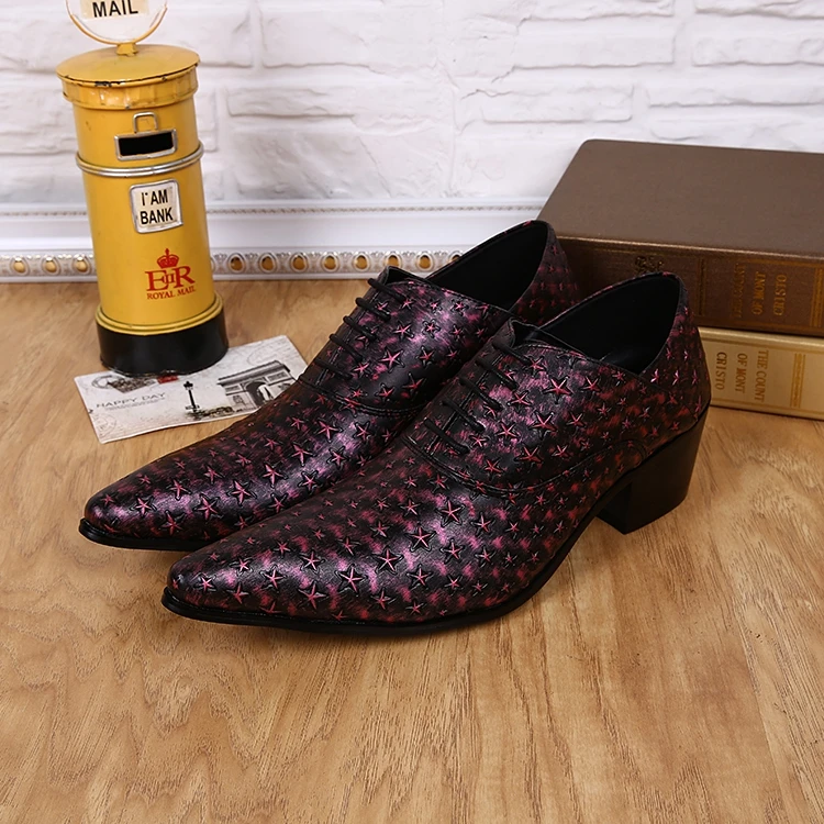 Новинка; мужская обувь с тисненой фиолетовой звездой; кожаные вечерние мужские модельные туфли; Свадебная обувь на шнуровке; Мужская официальная оксфордская обувь для мужчин; Zapatos