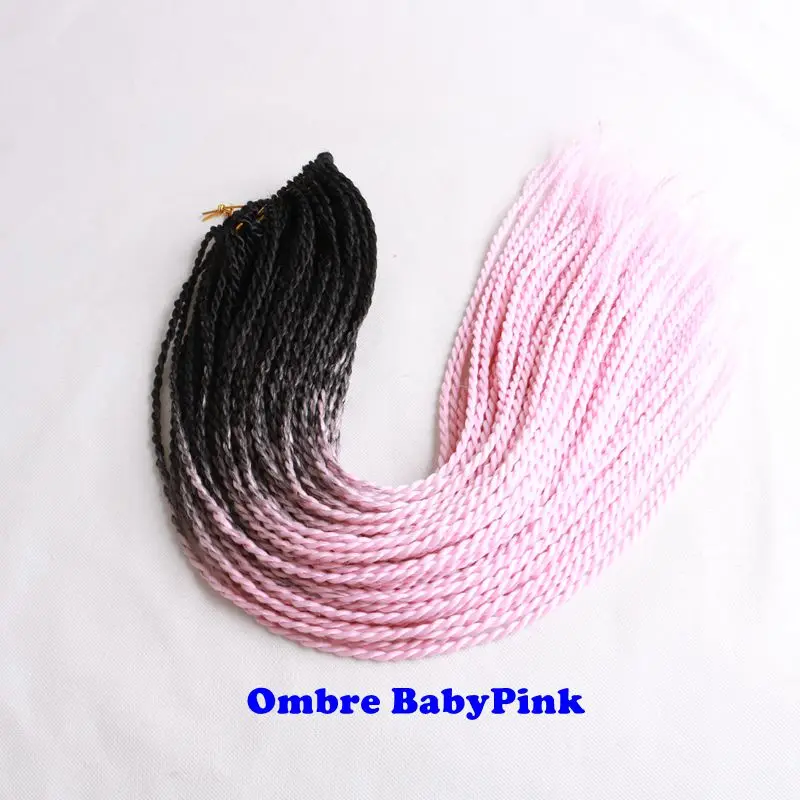 Luxury For Braiding 24 inch Ombre Senegalese Twist Hair Crochet braids 24 Roots/pack Synthetic Braiding Hair for Women Grey Pink