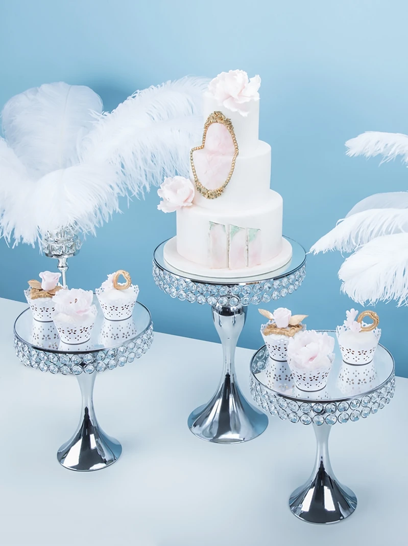 Серебряный кристалл торт стенд зеркало лицо помадка кекс сладкий стол конфеты бар украшение стола для свадебной вечеринки
