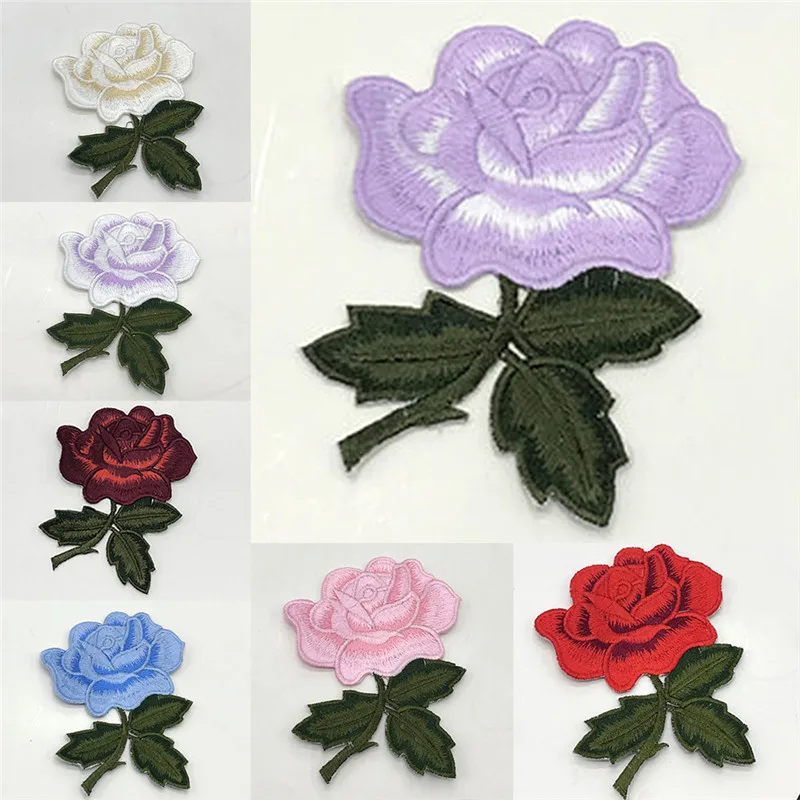 2017 Rose Flower Embroidered Patch for Clothing Iron on Sew Applique Cute Patch Fabric Badge Garment DIY Apparel Accessories