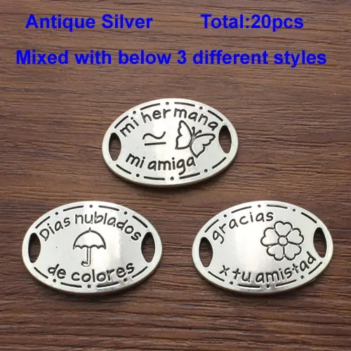 20 шт./лот,, модный браслет с надписью, соединители, подвеска, тибетские серебряные застежки, 35x23 мм, K02387