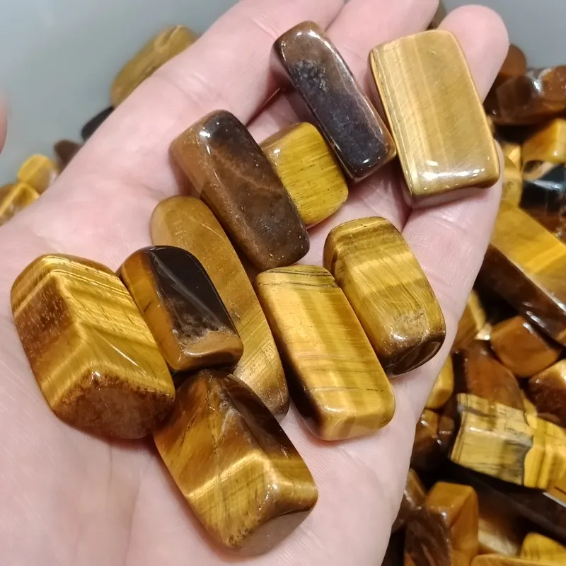 

DHXYZB 10pcs Natural Tiger's eye stone gravel square energy stone Crystal Quartz Mineral Sineral Specimen Fish Tank Garden Decor