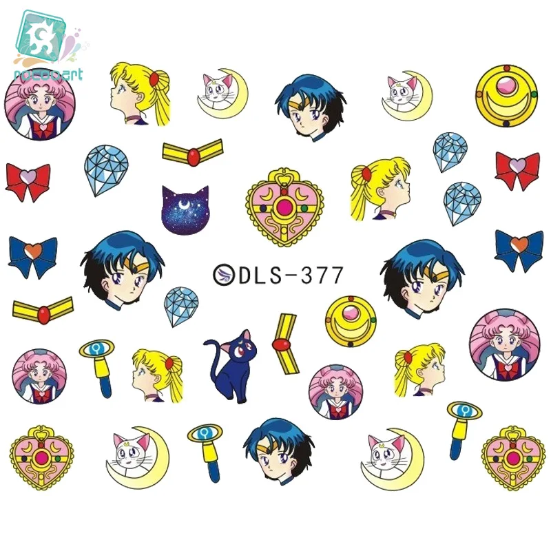 

DLS377-382 DIY Water Transfer Foils Nail Art Sticker Fashion Nails Cartoon Harajuku Sailor moon Decals Minx Nail Decorations