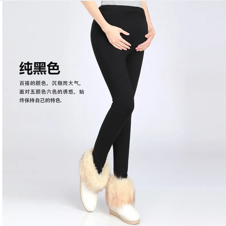 Roupas de Maternidade Engrossado com Veludo Roupas Femininas Leggings Inverno Mulheres Grávidas Calças Quentes Novo 7 Mamãe e Bebê