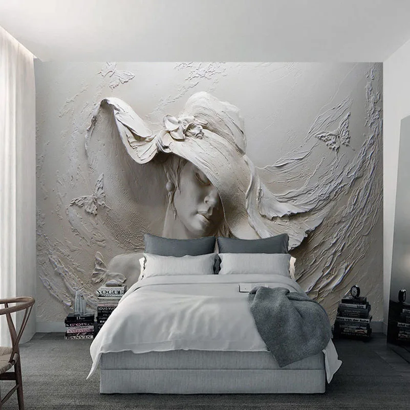 Пользовательские обои 3D стереоскопический тисненый серый красота картина маслом Современное Абстрактное Искусство Настенная роспись обои для гостиной спальни