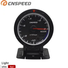 CNSPEED 60 мм 12 в автомобильный вакуумный манометр-1~ 0 Вакуумный метр Черный циферблат с красным и белым освещением манометр автомобиля YC101348