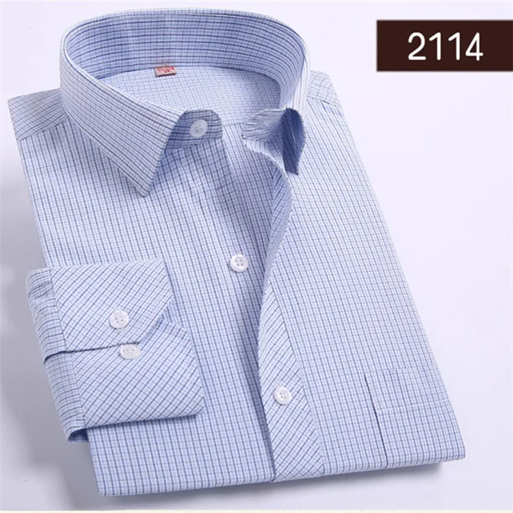 DAVYDAISY Высококачественная Мужская рубашка, Весенняя приталенная, с длинным рукавом, деловая, официальная, в клетку, в полоску, повседневные рубашки, DS-127 - Цвет: 2114