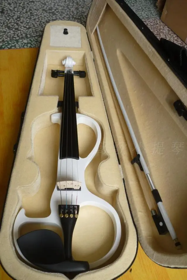 Quality handmade electronic violin white electric violin white bowin