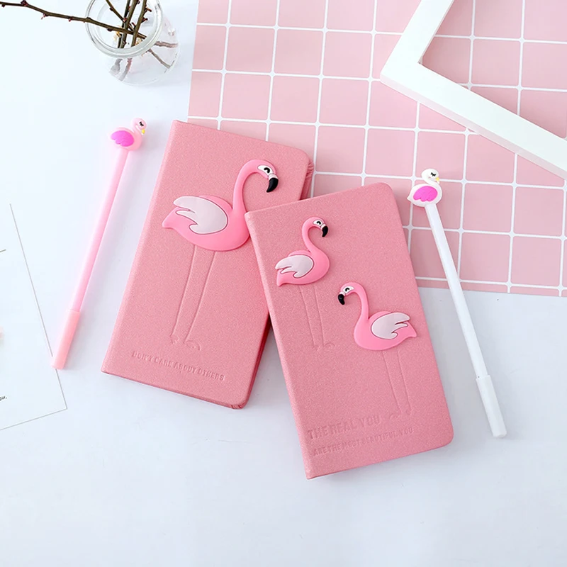1 шт. Розовый фламинго Тетрадь с гелевая ручка Kawaii школьная бумага канцелярские Блокнот записная книжка подарки для детей Канцелярии офиса