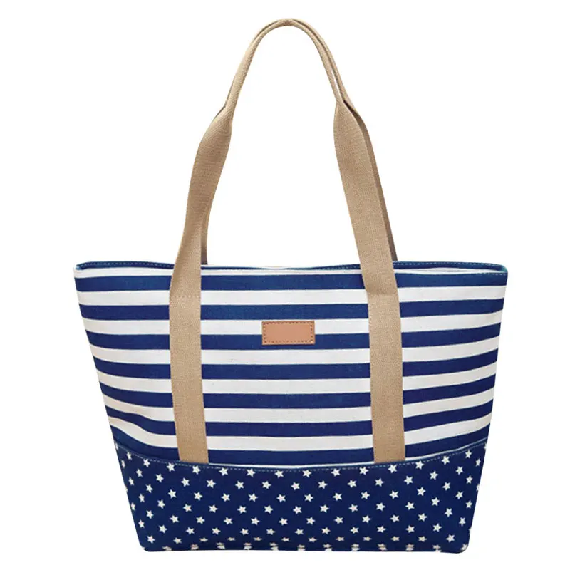 

New Fashion Korean Style Canvas Handbag Fashion Design High Quality Large Handbag Women's Shoulder Bag Casual Stripes Tote Bags