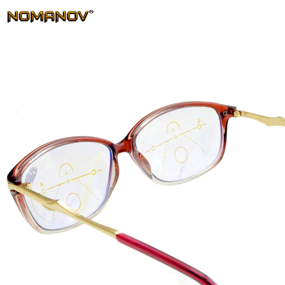 Прогрессивные многофокальные очки для чтения с полным ободом, красные женские очки с оправой, видеть близкий и Дальний Топ 0 добавить+ 0,75 к+ 4