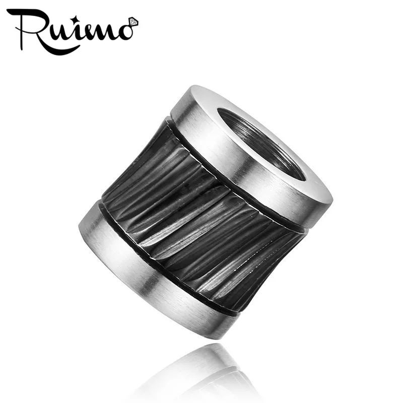 RUIMO 6 мм 8 бусины с большим отверстием из нержавеющей стали полированная полосатая