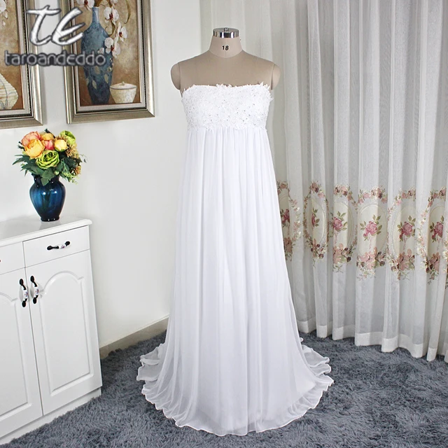 Empire Waistline White Plus Size Wedding Dress Crinkle Chiffon Court Empire Waistline White Plus Size Wedding Dress Crinkle Chiffon Court Train Bridal Gowns Simple Kp3695 A