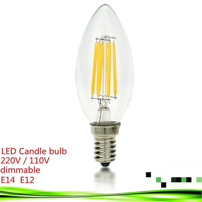 

LightInBox New LED E14 bulb 2W 4W 6W e12 e27 220V 110V dimmable bombillas LED filament Candle light Chandelier crystal lamp