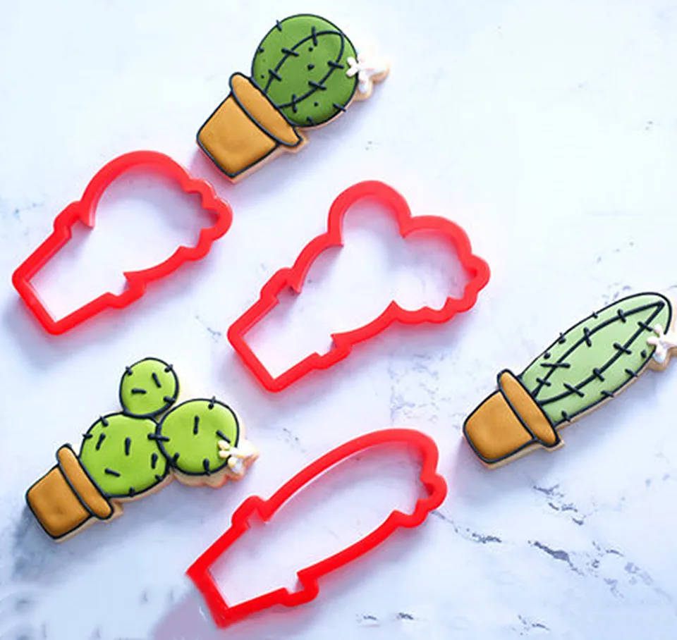 Cactus Cookie Cutter Made 3D Printed Fondant Cupcake Confeitaria Moulds Cookie Tools Cake Decorating Tools Cookie Cutter Set