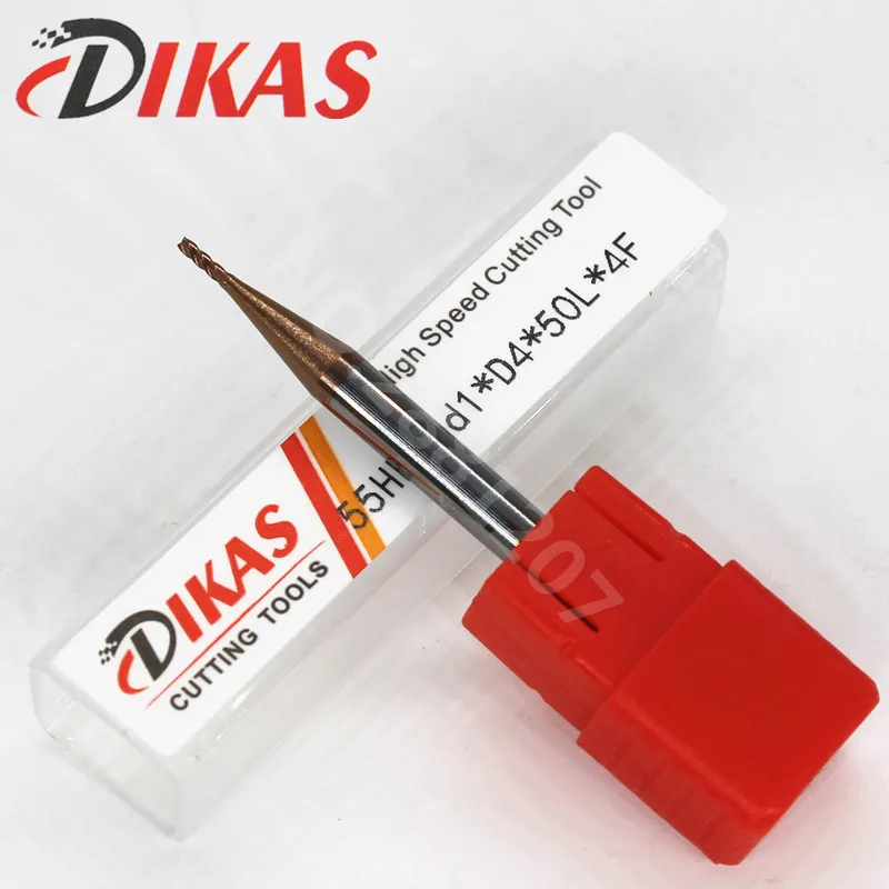 

Dikas 55HRC d1*D4*50L*4F material Carbide Square Flatted End Mill 4 flute 1mm coating nano use for High-speed milling machine