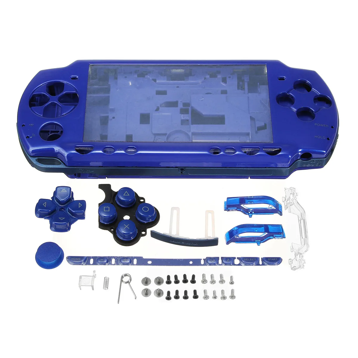 Полный корпус Корпус Лицевая панель чехол Запчасти для sony для psp 2000 Консоль красный/черный/белый/синий 4 цвета - Цвет: Синий