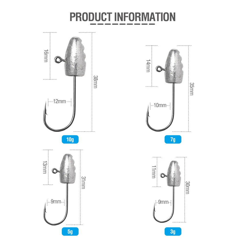 DONQL 20 шт./компл. бронзовых морских рыболовных крючков Jig Head рыболовный крючок для Мягкая приманка 3g 5g 7g 10g Карп колючая Одиночная приманка со свинцовым Крючки Аксессуары для ванной комнаты