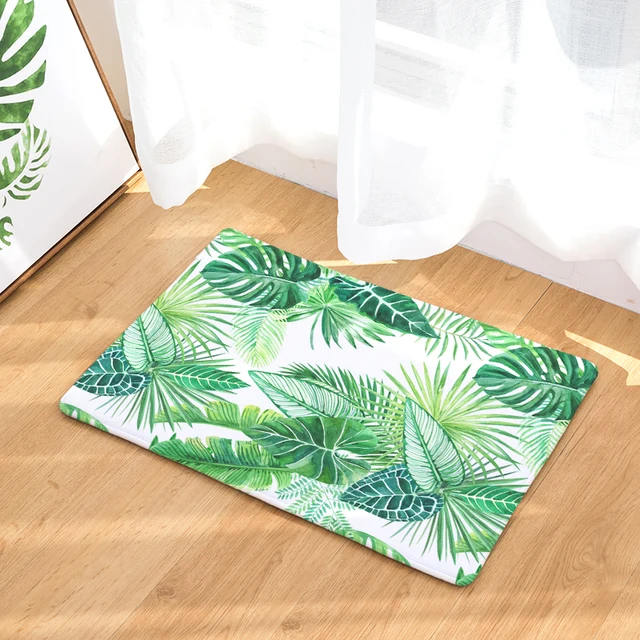 Vloermatten Groene planten Gedrukt Suede Antislip Douche Mat ... Vloermatten Groene planten Gedrukt Suede Antislip Douche Mat ...