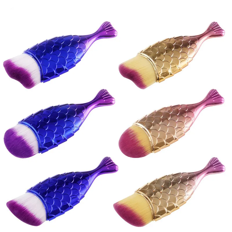 1pc Single Mermaid Foundation Makeup Brush Long Fish Shaped Powder Blusher Contour Cream Cosmetics Tool | Красота и здоровье