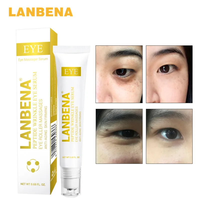 

LANBENA 2PCS Anti-Wrinkle Dark Circle Anti-Puffiness Skin Care Whitening Peptide Anti Aging Eye Serum+Snail Repair Eye Cream