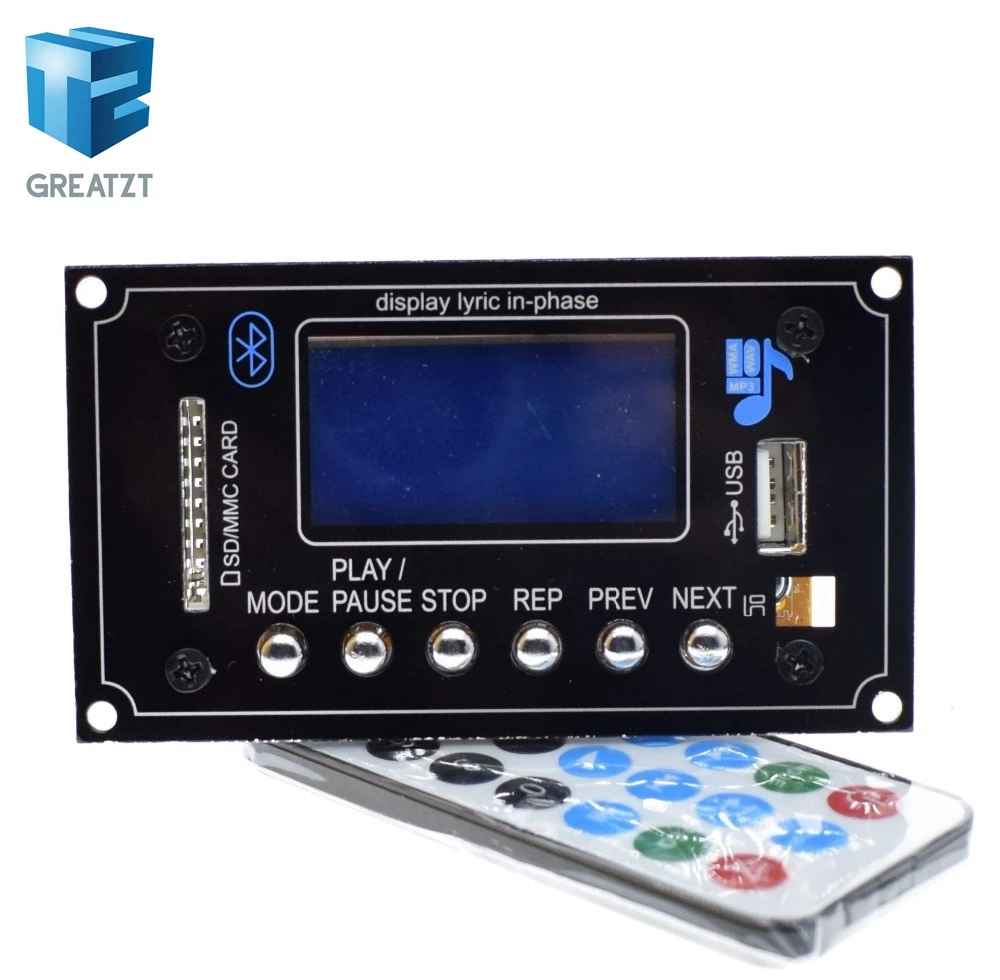 Greatzt 12 В Lyric Show Bluetooth MP3 декодирования доска USB/SD/AUX/FM DIY декодер для автомобиля