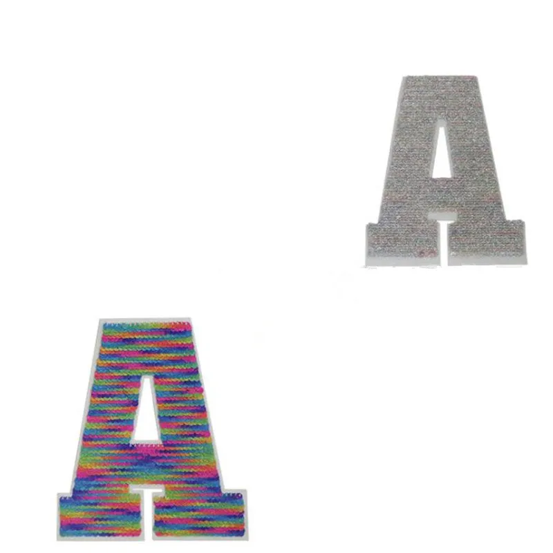 

ShinEquin Fashion A flip the double sided Patches for clothing Diy Reversible change color sequins Letter Patch T-shirt Stickers