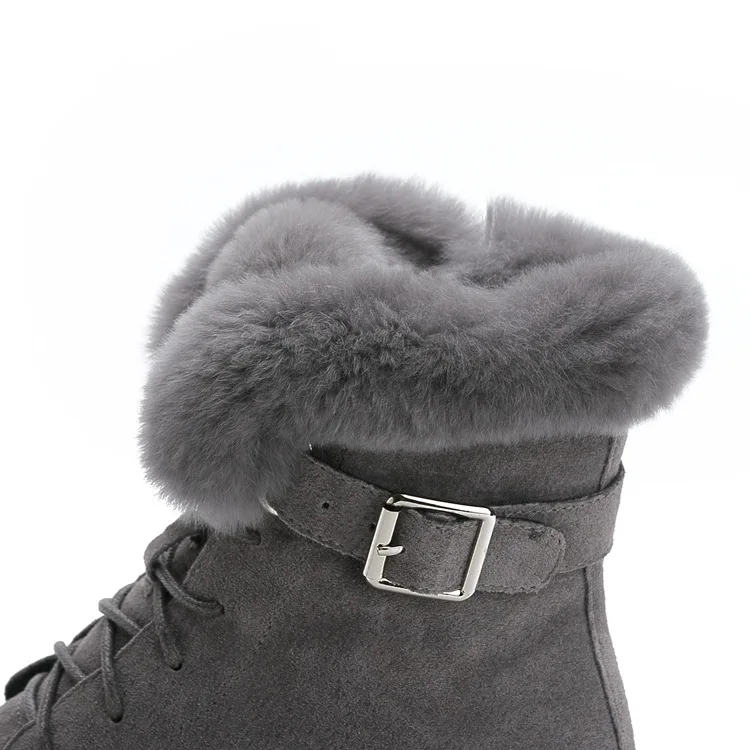 SWYIVY/зимняя обувь с кроличьим мехом; кроссовки; женские ботильоны из натуральной кожи; Новинка года; зимние плюшевые ботинки на меху; теплая женская обувь