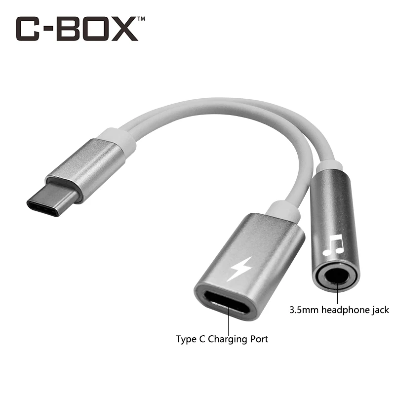 C-BOX USB C Headphone Adapter 2 in 1 Type C to 3.5 mm Aux Jack For Letv2Pro Max2 Xiaomi Type C 3.5mm Audio Cable Charger