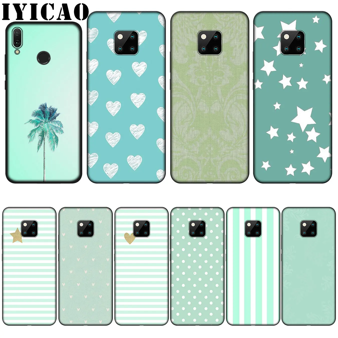 

IYICAO Simple little fresh mint green Silicone Soft Case for Huawei Nova 3 3i 2i for Huawei Mate 20 10 Pro Lite