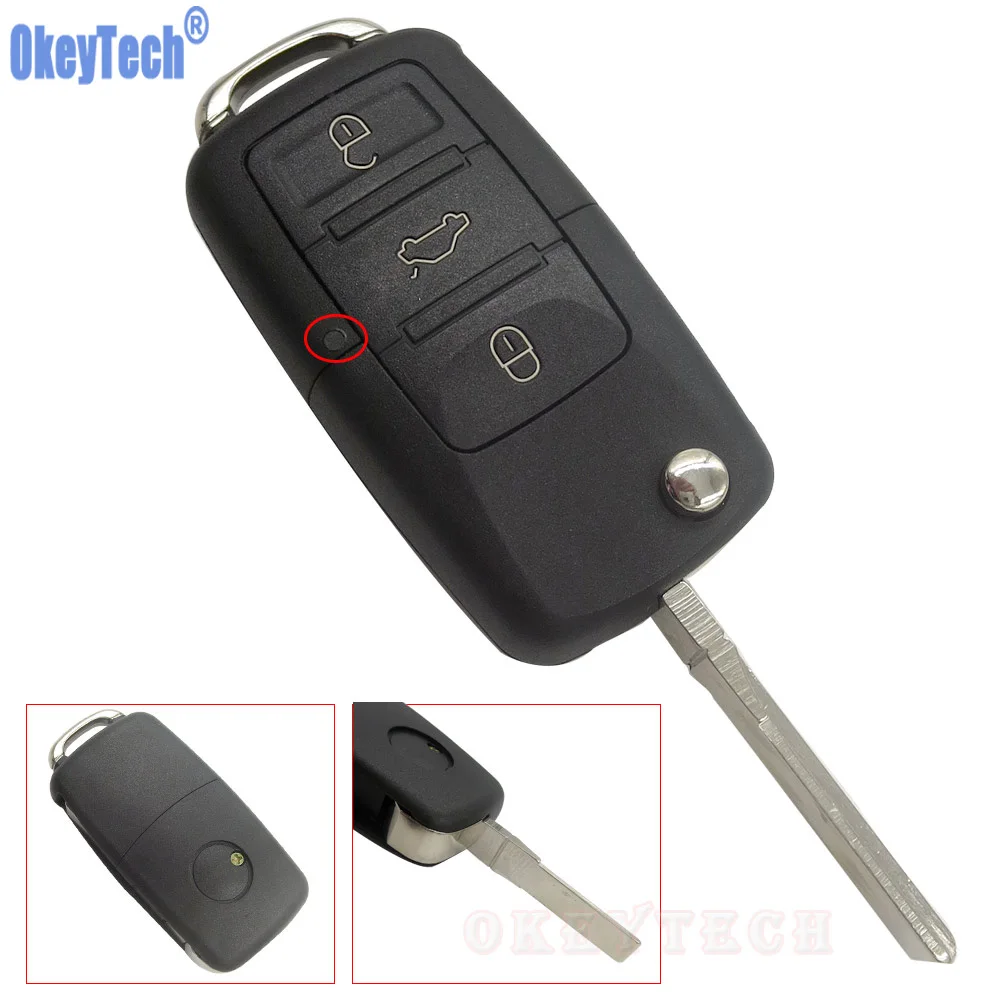 OkeyTech New Car Remote Flip Key Case Shell For Volkswagen VW Jetta