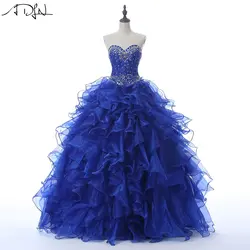 ADLN Королевский синий Quinceanera платье Vestidos de 15 Anos милая органза Кристаллы Элегантные маскарадное платье-для-15 лет